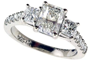 3-Stone Radiant Cut Diamond Engagement Ring