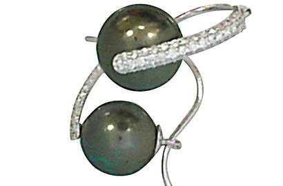 Black Pearl and Diamond Earrings