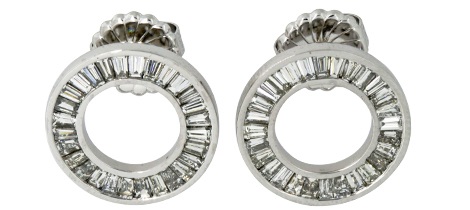 Channel Set Diamond Circle Earrings
