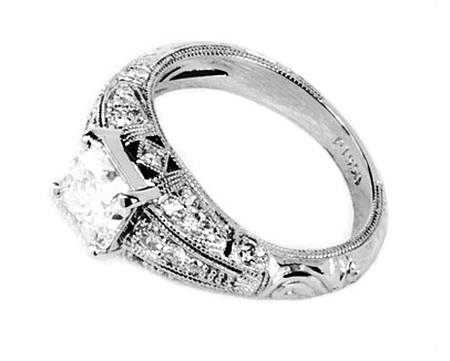Deco Style Princess Cut Diamond Ring