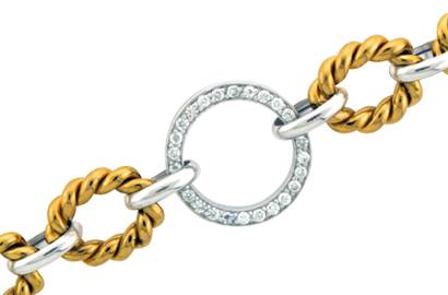 Diamond and Cable Link Bracelet
