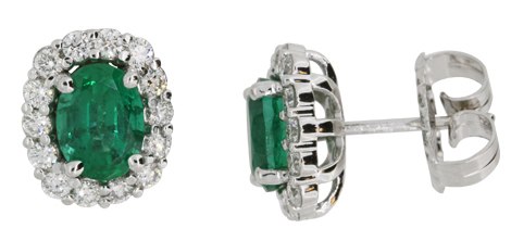 Oval Emerald and Diamond earrings