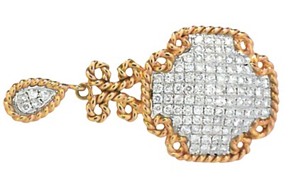Pave Diamond and Yellow Gold Pendant