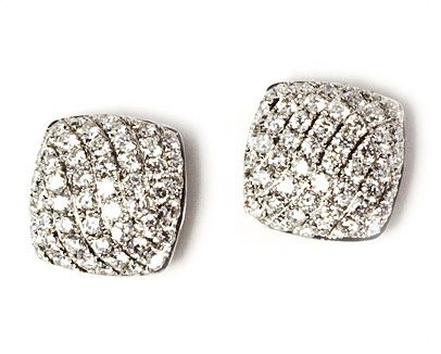Pave Set Diamond Button Earrings