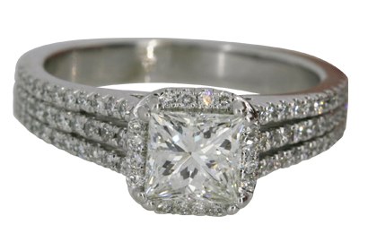 Princess Cut Split Shank Engagement Ring
