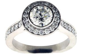 Round Brilliant Pave Diamond Engagement Ring - Dominion Jewelers
