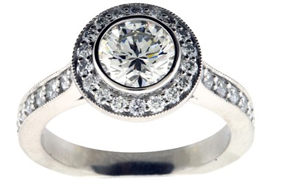 Round Brilliant Pave Diamond Engagement Ring