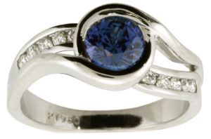 Sapphire and Diamond Swirl Engagement Ring - Dominion Jewelers