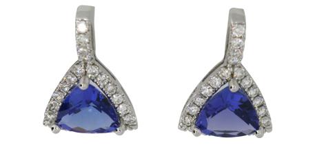 Trillion Cut Sapphire and Diamond earrings