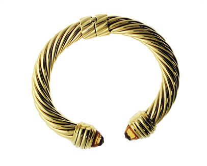 Yellow Gold Citrine Cable Style Bangle