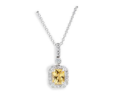 Yellow Sapphire and Diamond Pendant